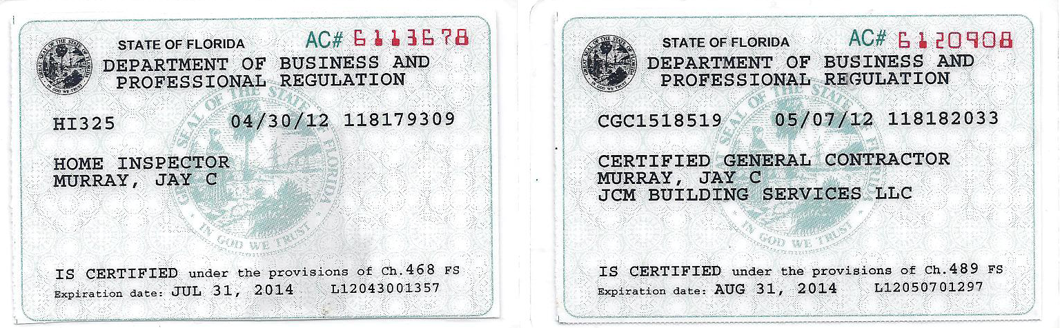 Home Inspector License and General Contractor License